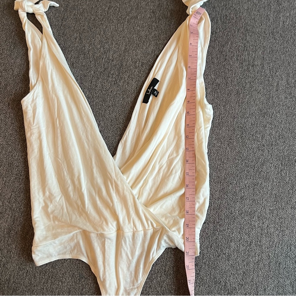 Lulus Bodysuit White Me Myself and Tie - Picture 3 of 8